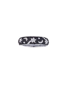 Moon & Stars Black & White Diamond Ring, size 6.5