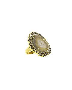 Agate Ring with Double Diamond Frame from Di Massima