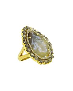 Agate Ring with Double Diamond Frame from Di Massima