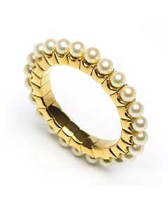 Yellow Gold Flexible Pearl Ring