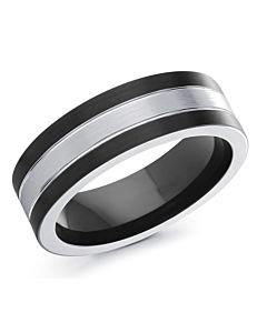 Men's Striped Cobalt Wedding Ring