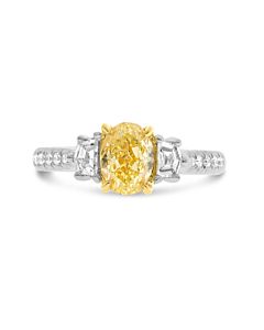 Platinum Custom Cut Fancy Yellow Diamond Ring