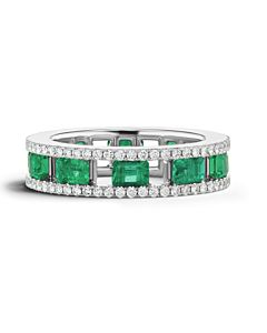 Open Frame Emerald and Diamond Ring