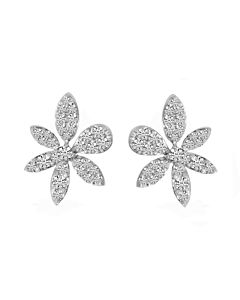 Assymmetrical Diamond Flower Earrings