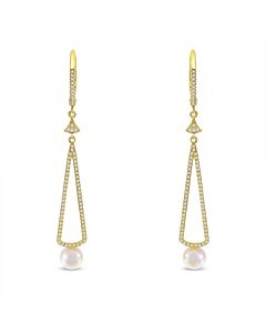 Contemporary Pearl and Diamond Earrings