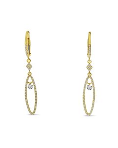 Dangling Oval Earrings with Pierced Diamonds