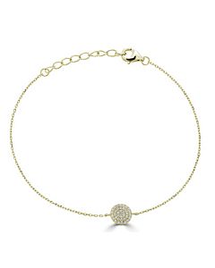 Petite Gold Chain Bracelet with Pave Circle