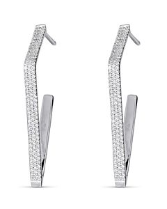 Angled Diamond Hoop Earrings