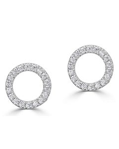 Petite Circle Stud Earrings with Diamonds