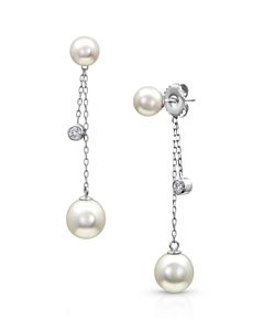 Dangling Pearl and Diamond Earrings