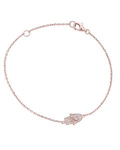 Petite Chain Bracelet with Diamond Hamsa