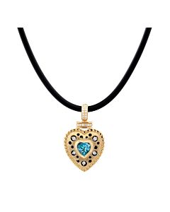 Blue Topaz and Diamond Heart Pendant