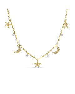 Moon and Stars Diamond Necklace