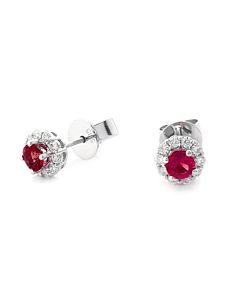 Diamond and Ruby Stud Earrings
