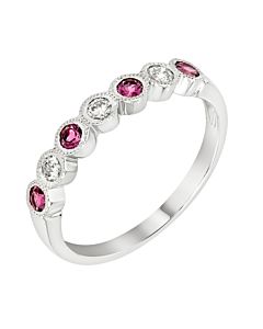 Pink tourmaline and diamond stackable ring