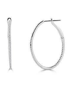 Medium Oval in/out diamond hoop earrings