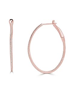 Large oval in/out diamond hoop earrings