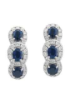 Haloed Sapphire and Diamond Earrings
