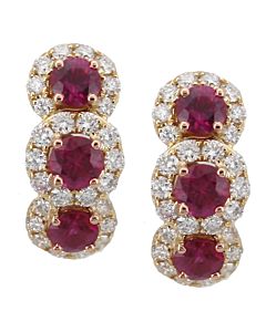 Haloed Ruby and Diamond Earrings