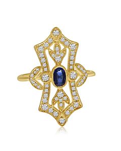 "Deco" Diamond & Sapphire Ring