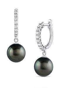 Diamond Hoops and South Sea Pearls