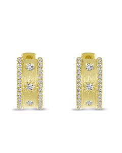 Brushed Gold Diamond Earrings