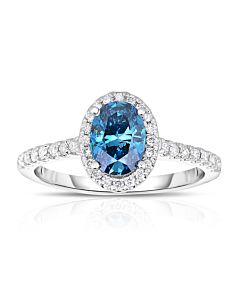 Enhanced Blue Diamond Halo Ring