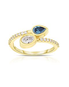 Enhanced Blue Diamond Toi et Moi Ring