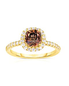 Classic Cognac Diamond Halo Ring